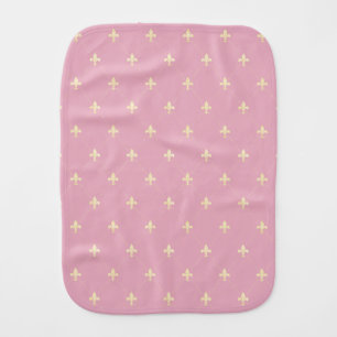Gold Fleur-de-Lis Dusky Pink Baby Burp Cloth