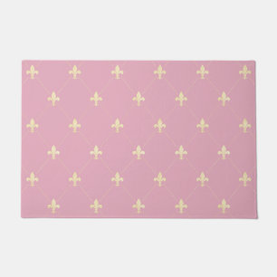 Gold Fleur-de-Lis Dusky Pink Doormat