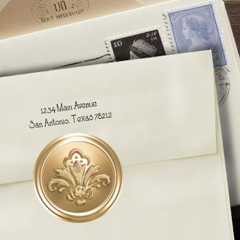 Gold Fleur De Lis Envelope Seal by TailoredType at Zazzle