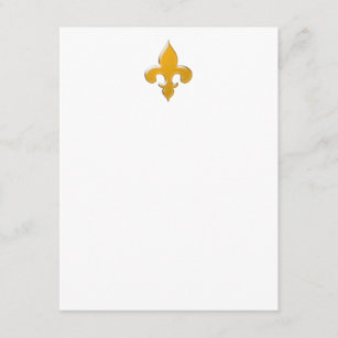 Gold Fleur de Lis Flat Note Cards