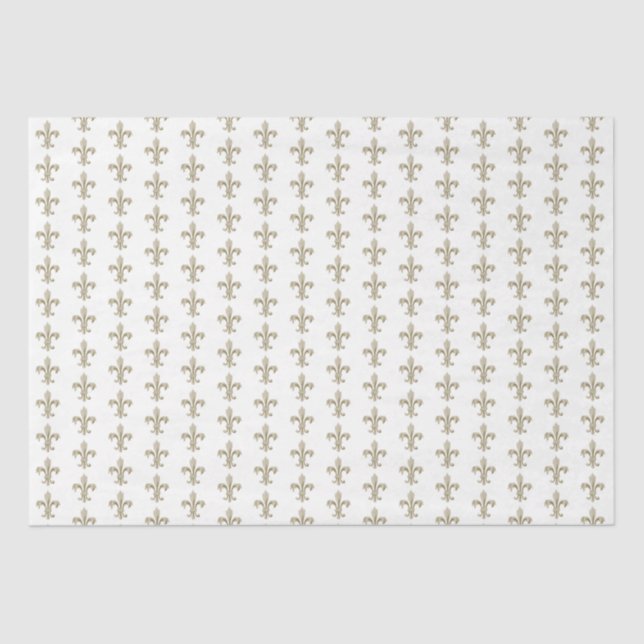 Gold Fleur de Lis French Heraldic Pattern Vintage  Tissue Paper (Front)