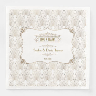 Gold Fleur-de-lis Great Gatsby 20s Style Wedding Paper Dinner Napkins