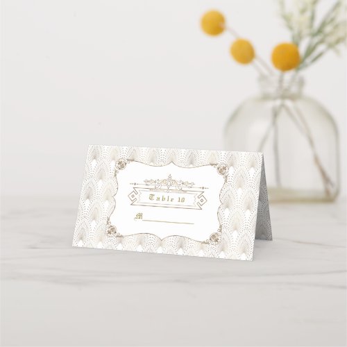 Gold Fleur_de_lis Great Gatsby 20s Style Wedding Place Card