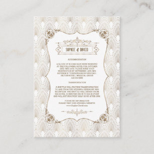 Gold Fleur-de-lis Great Gatsby 20s Wedding Details Enclosure Card