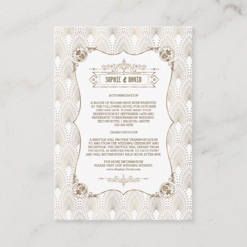 Gold Fleur_de_lis Great Gatsby 20s Wedding Details Enclosure Card