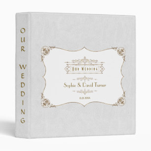 Gold Fleur-de-lis Great Gatsby Wedding Photo Album 3 Ring Binder