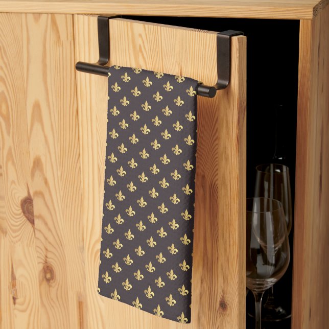 Gold Fleur De Lis Kitchen Towel (Thirds Fold)
