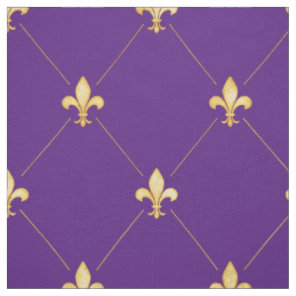 Gold Fleur-de-Lis (large scale) Purple Fabric