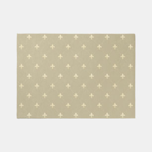 Gold Fleur-de-Lis Latte Brown 7x5 Outdoor Rug