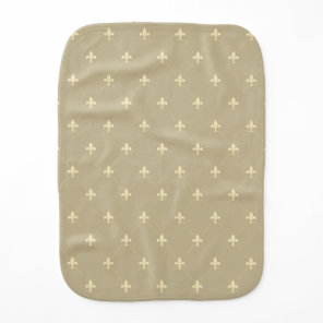 Gold Fleur-de-Lis Latte Brown Baby Burp Cloth
