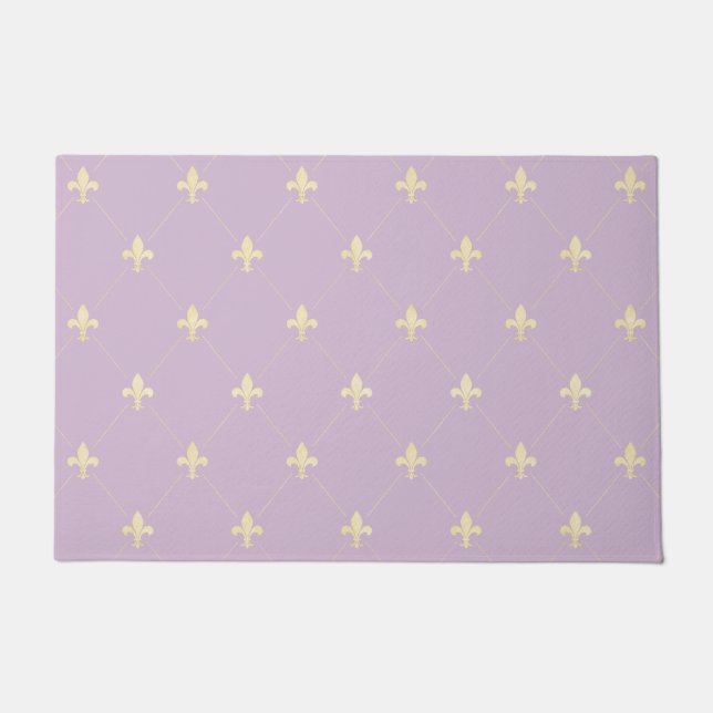 Gold Fleur-de-Lis Lilac Doormat (Front)