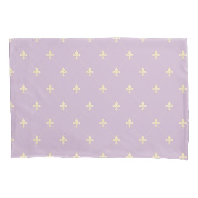 Gold Fleur-de-Lis Lilac Pillow Case (Front-Left)
