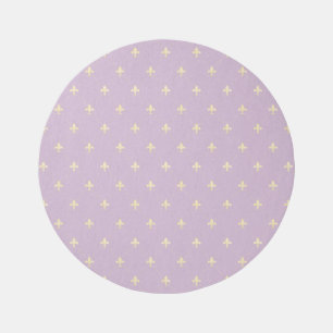 Gold Fleur-de-Lis Lilac Round Outdoor Rug