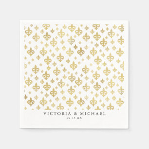 Gold Fleur-de-lis Mardi Gras Personalized Napkins