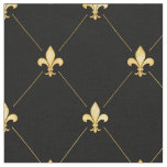 Gold Fleur-de-Lis (medium scale) Black Fabric