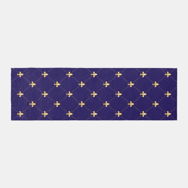 Gold Fleur-de-Lis Midnight Blue 8x2.5 Runner (Front)