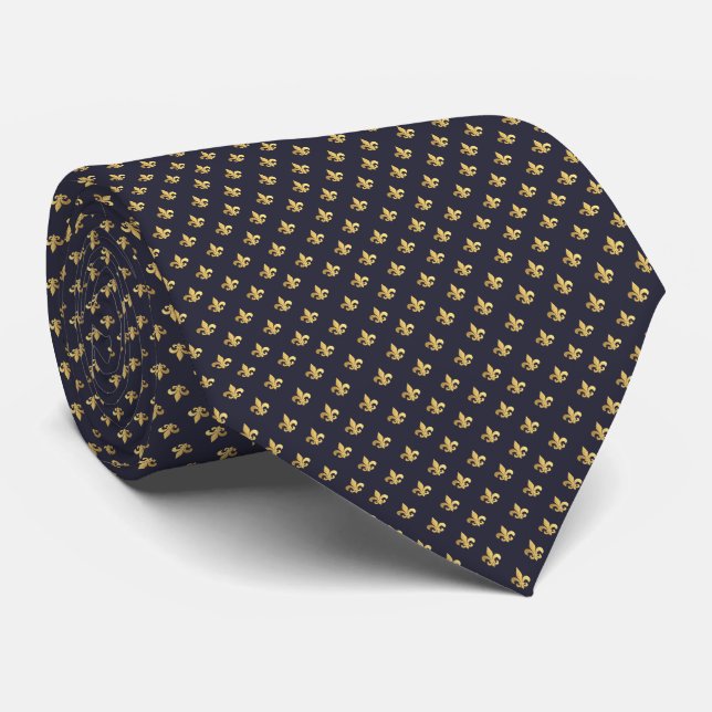 Gold Fleur De Lis Neck Tie (Rolled)