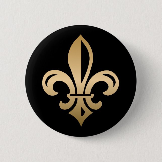 Gold Fleur de Lis on Black Button (Front)