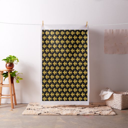 Gold Fleur De Lis on Black Fabric