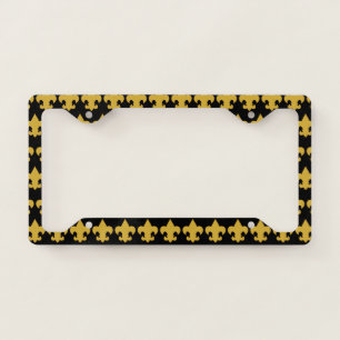 Gold Fleur De Lis on Black License Plate Frame