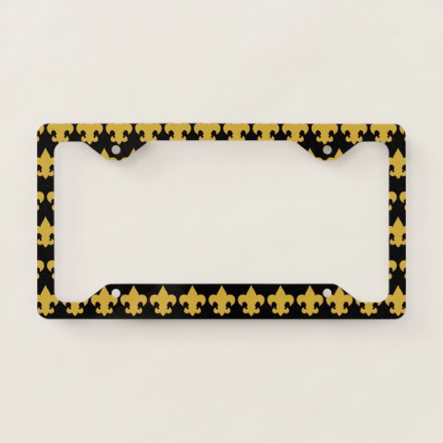 Gold Fleur De Lis on Black License Plate Frame