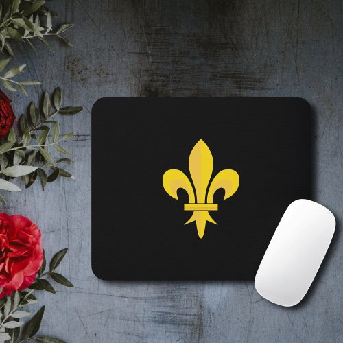 Gold Fleur de Lis on Black Mouse Pad