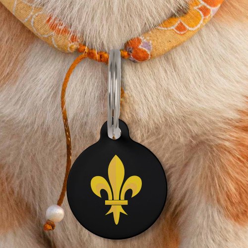 Gold Fleur de Lis on Black Pet ID Tag