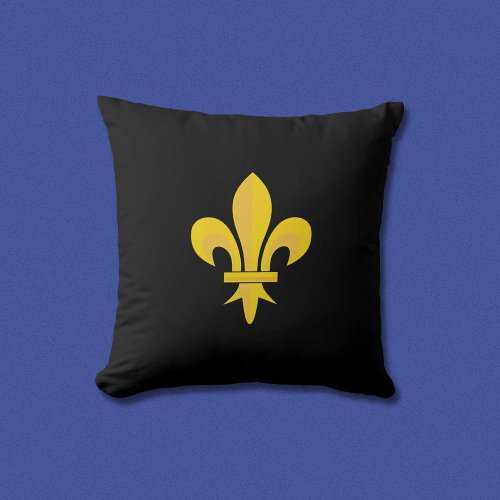 Gold Fleur de Lis on Black Pillow