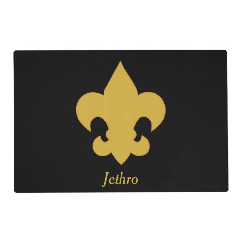 Gold Fleur De Lis on Black Placemat