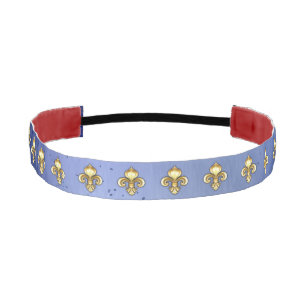 Gold Fleur de Lis on Blue Athletic Headband
