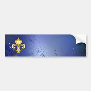 Gold Fleur de Lis on Blue Bumper Sticker