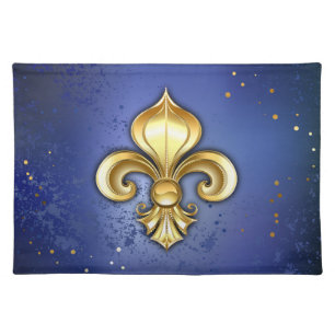 Gold Fleur de Lis on Blue Cloth Placemat