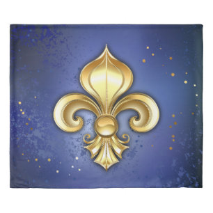 Gold Fleur de Lis on Blue Duvet Cover