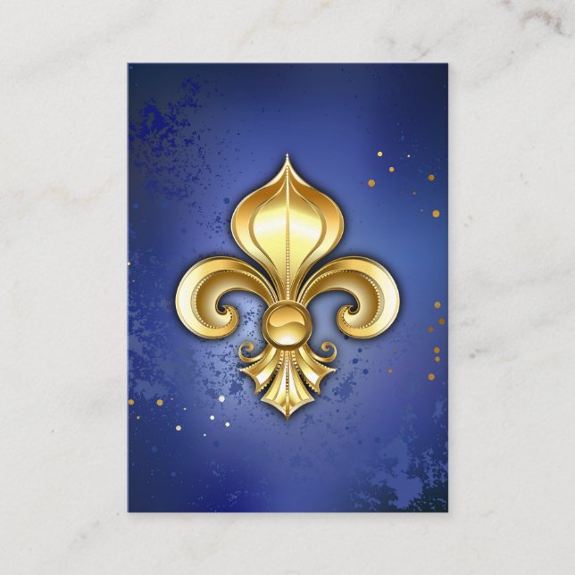 Gold Fleur de Lis on Blue Enclosure Card (Front)