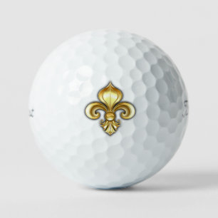 Gold Fleur de Lis on Blue Golf Balls