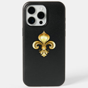 Gold Fleur de Lis on Blue iPhone 15 Pro Max Case