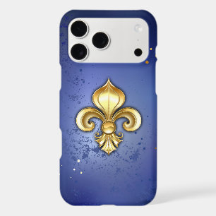 Gold Fleur de Lis on Blue iPhone 17 Pro Max Case