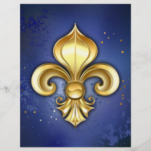 Gold Fleur de Lis on Blue Letterhead