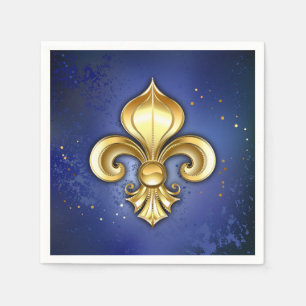 Gold Fleur de Lis on Blue Napkins