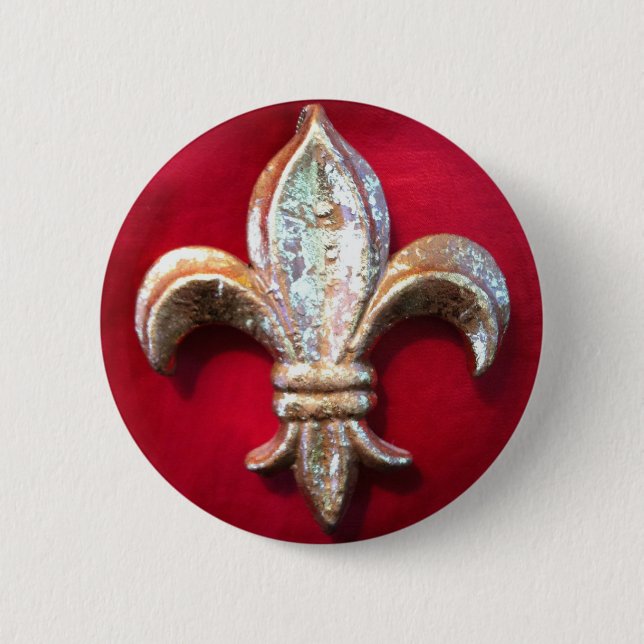 Gold  Fleur de lis on Red Button (Front)