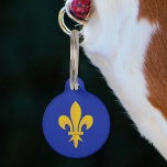Gold Fleur de Lis on Royal Blue Pet ID Tag<br><div class="desc">A pet tag for your dog,  your cat or any pet with Fleur de Lis on a royal blue background. On the back,  you have a customizable name and a phone number: it will be a perfect gift for an animal arriving in its new home!</div>