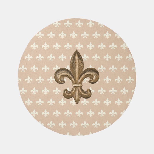 Gold Fleur de Lis Outdoor Rug (Front)