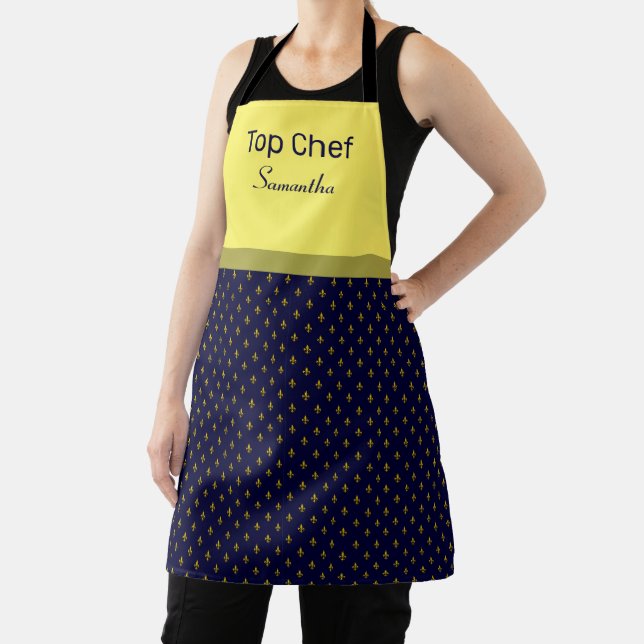 Gold Fleur-de-lis Personalized Apron (Insitu)