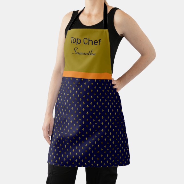 Gold Fleur-de-lis Personalized Apron (Insitu)