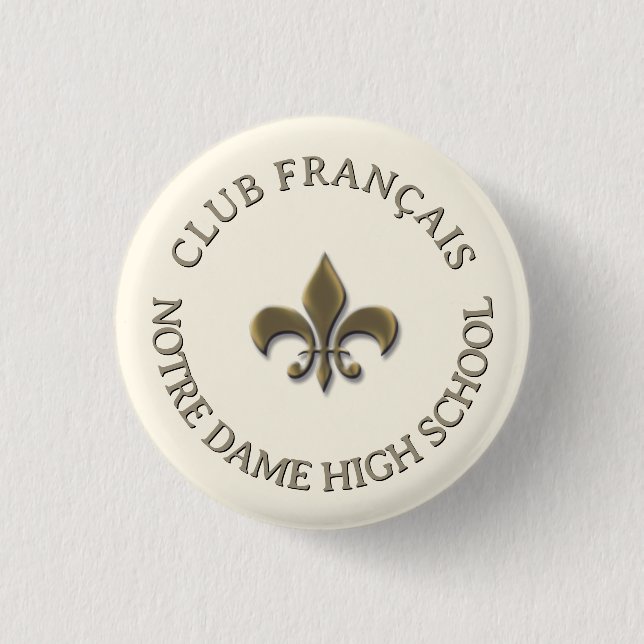Gold Fleur de Lis Personalized French Club Pin     (Front)