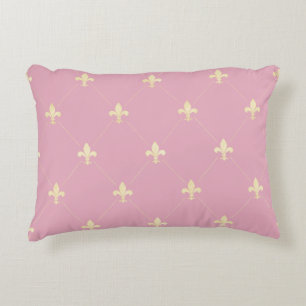 Gold Fleur-de-Lis Pink Accent Pillow