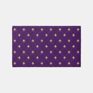 Gold Fleur-de-Lis Purple 5x3 Outdoor Rug