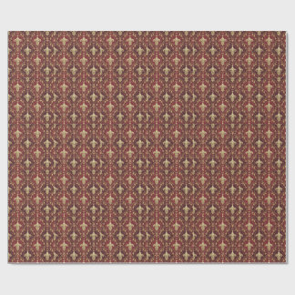 Gold Fleur-de-lis Red Velvet Royal Design Pattern Wrapping Paper