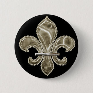Gold Fleur de Lis Round Button