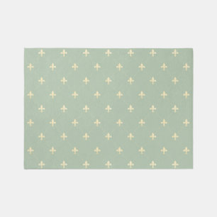 Gold Fleur-de-Lis Sage 7x5 Outdoor Rug